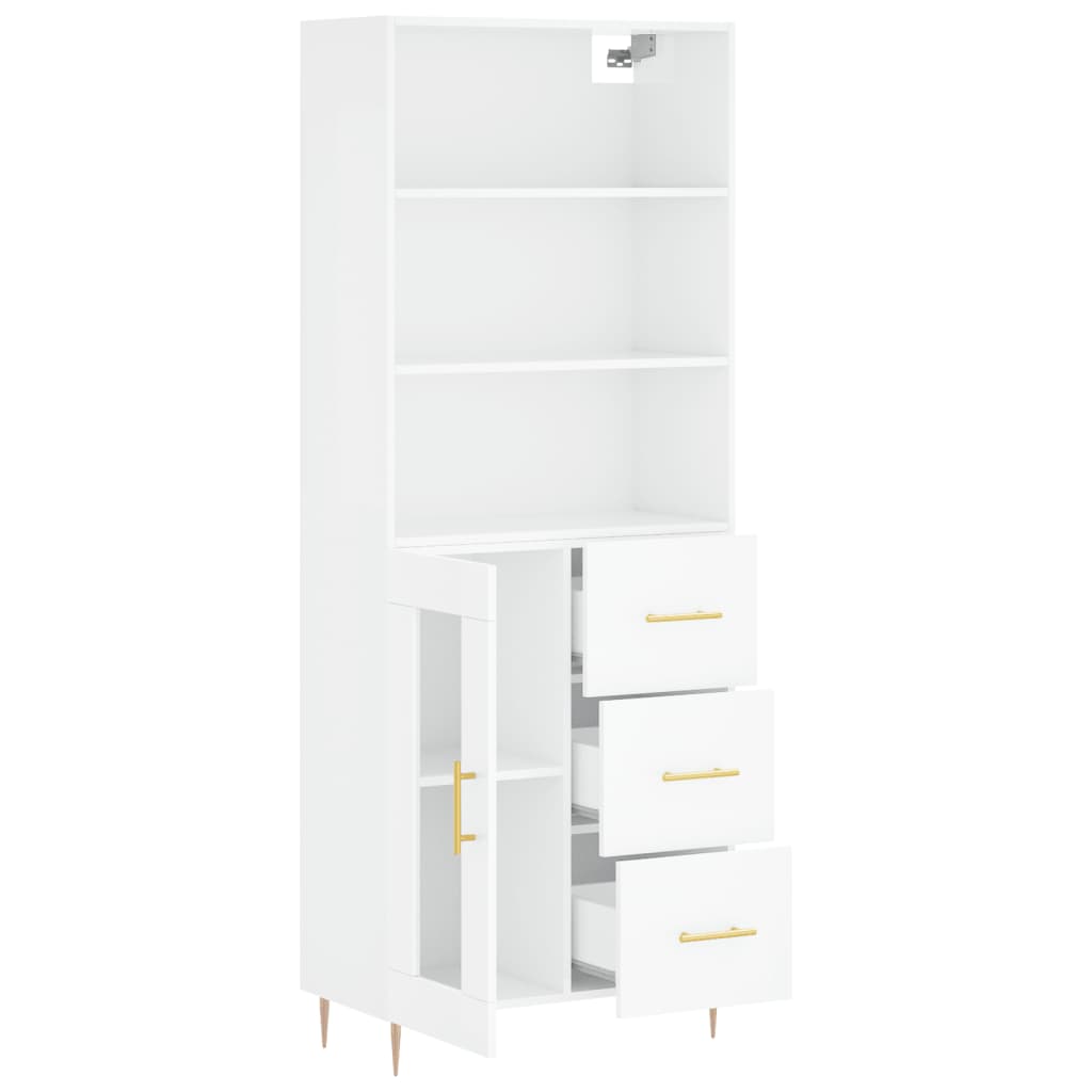 Highboard Hochglanz-Weiß 69,5x34x180 cm Holzwerkstoff