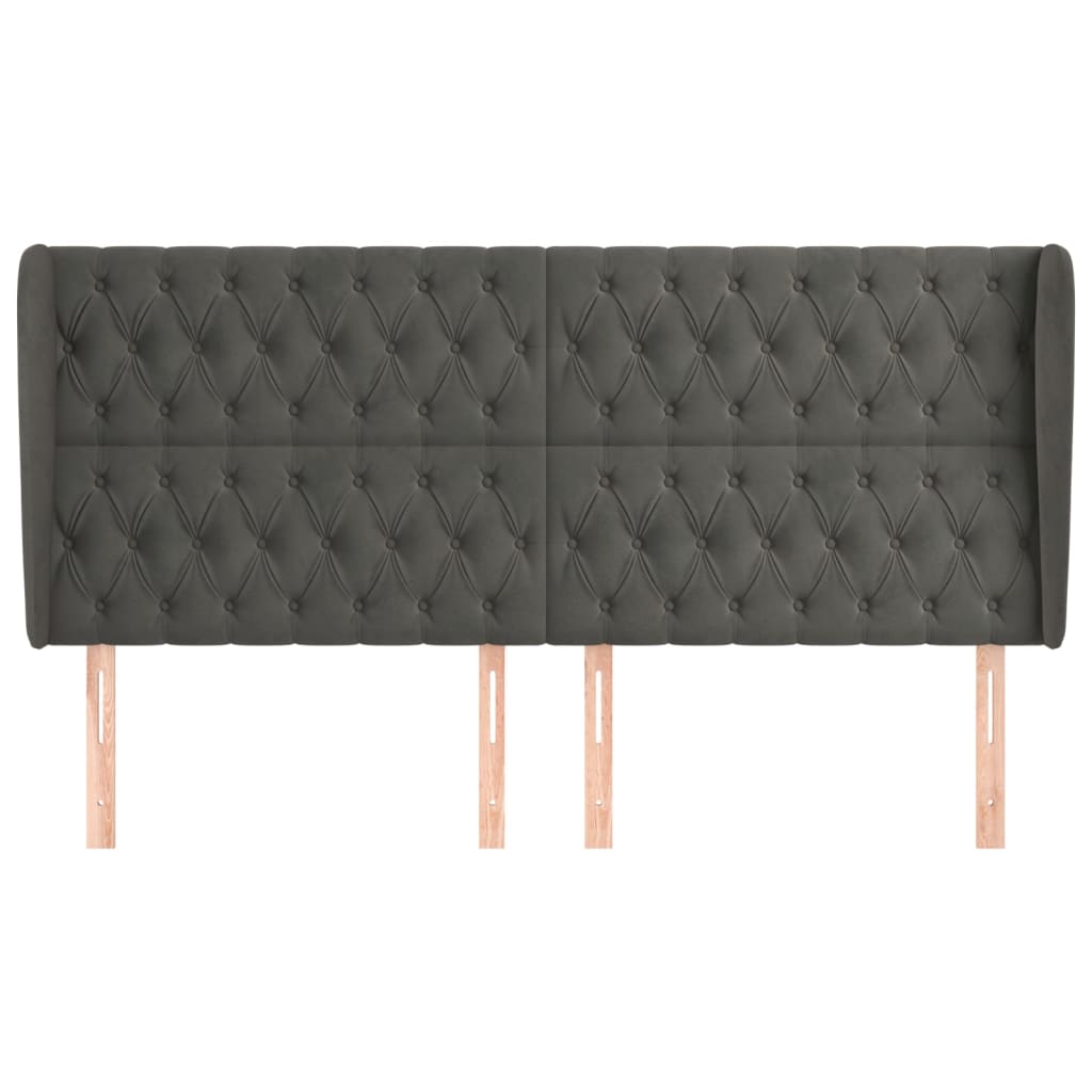 Kopfteil mit Ohren Dunkelblau 93x23x78/88 cm Samt