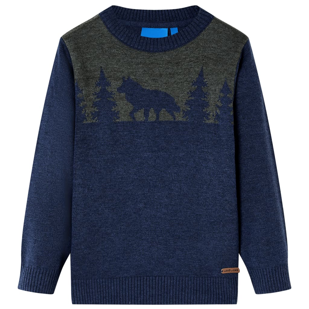 Kinderpullover Gestrickt Marineblau 104