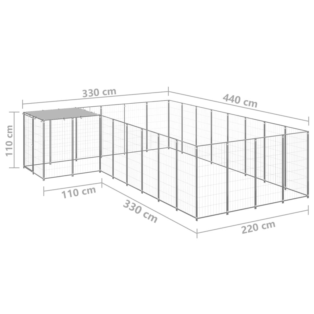 Hundezwinger Schwarz 6,05 m² Stahl