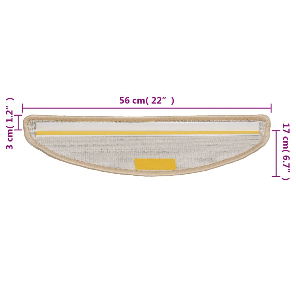 Stufenmatten 15 Stk. 56x17x3 cm Grau Halbrund