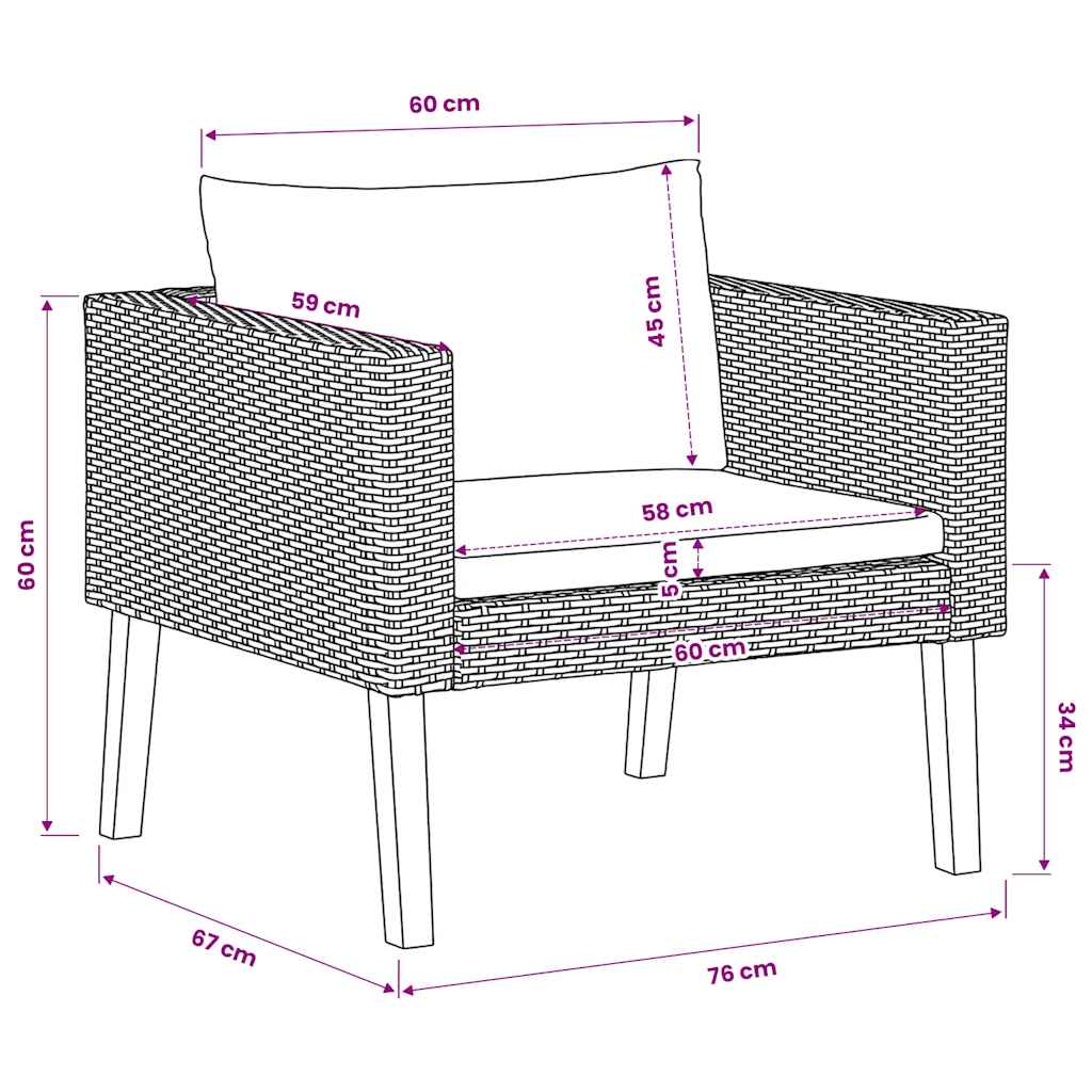 3-Sitzer-Gartensofa mit Auflagen Poly Rattan Beige
