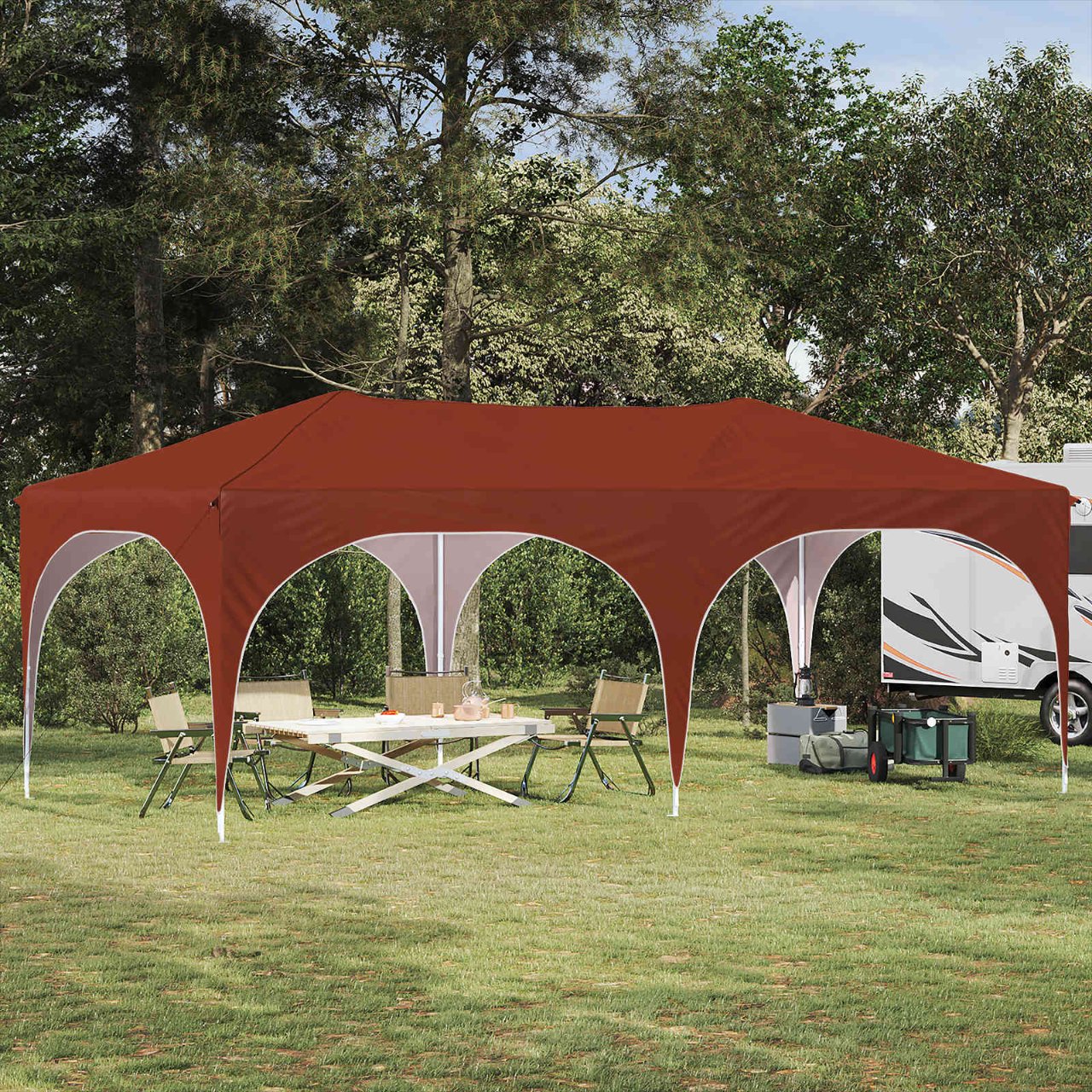 Pop-up Partyzelt 575 x 288 x 245 cm Creme Oxford-Stoff