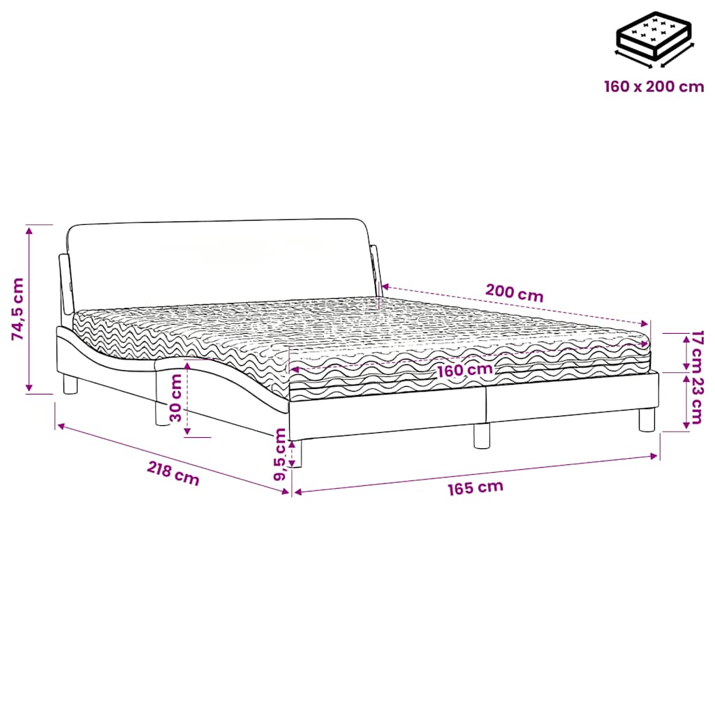 Bett mit Matratze "Dover" Schwarz 80x200 cm Kunstleder
