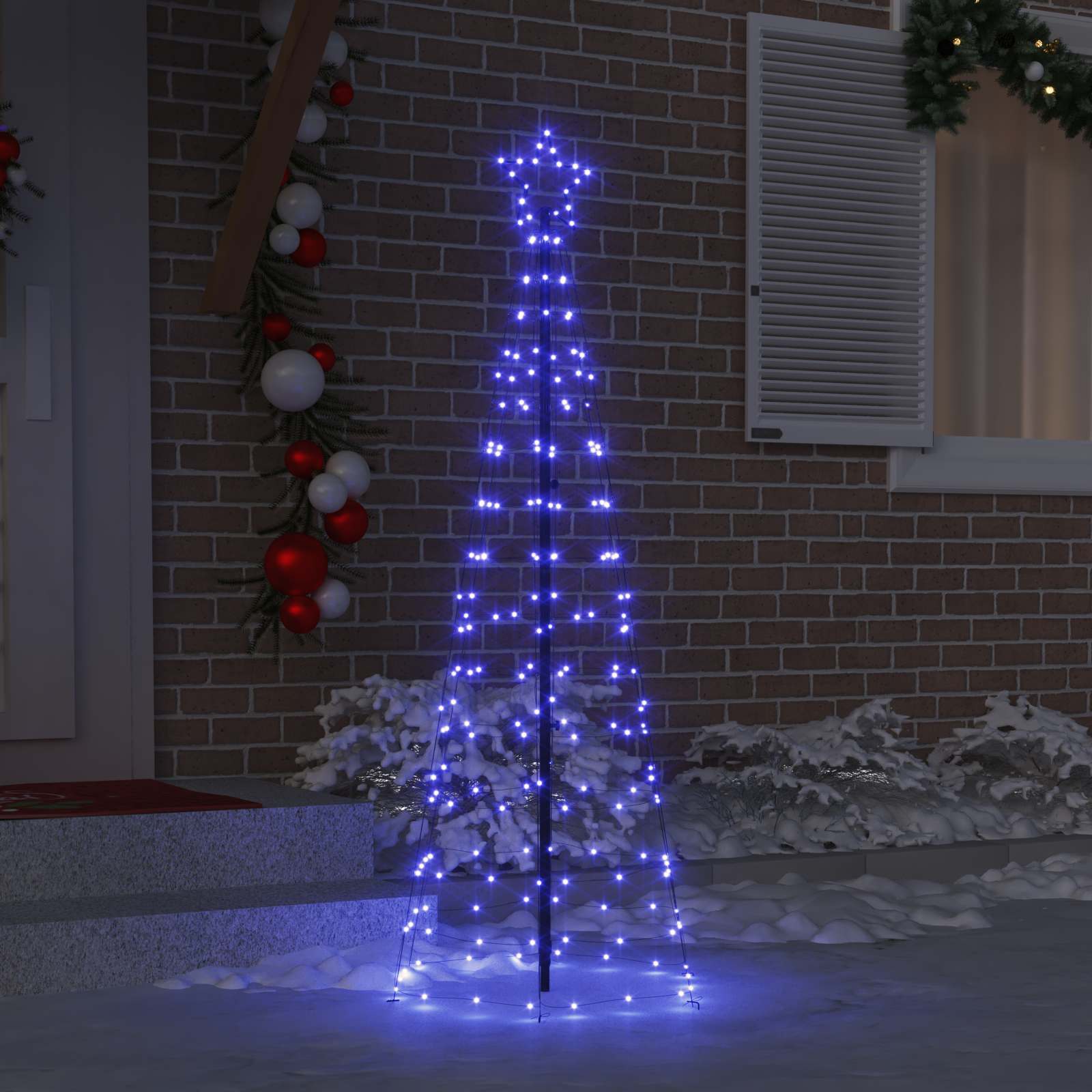 LED-Weihnachtsbaum mit Erdspießen 220 LEDs Warmweiß 180 cm