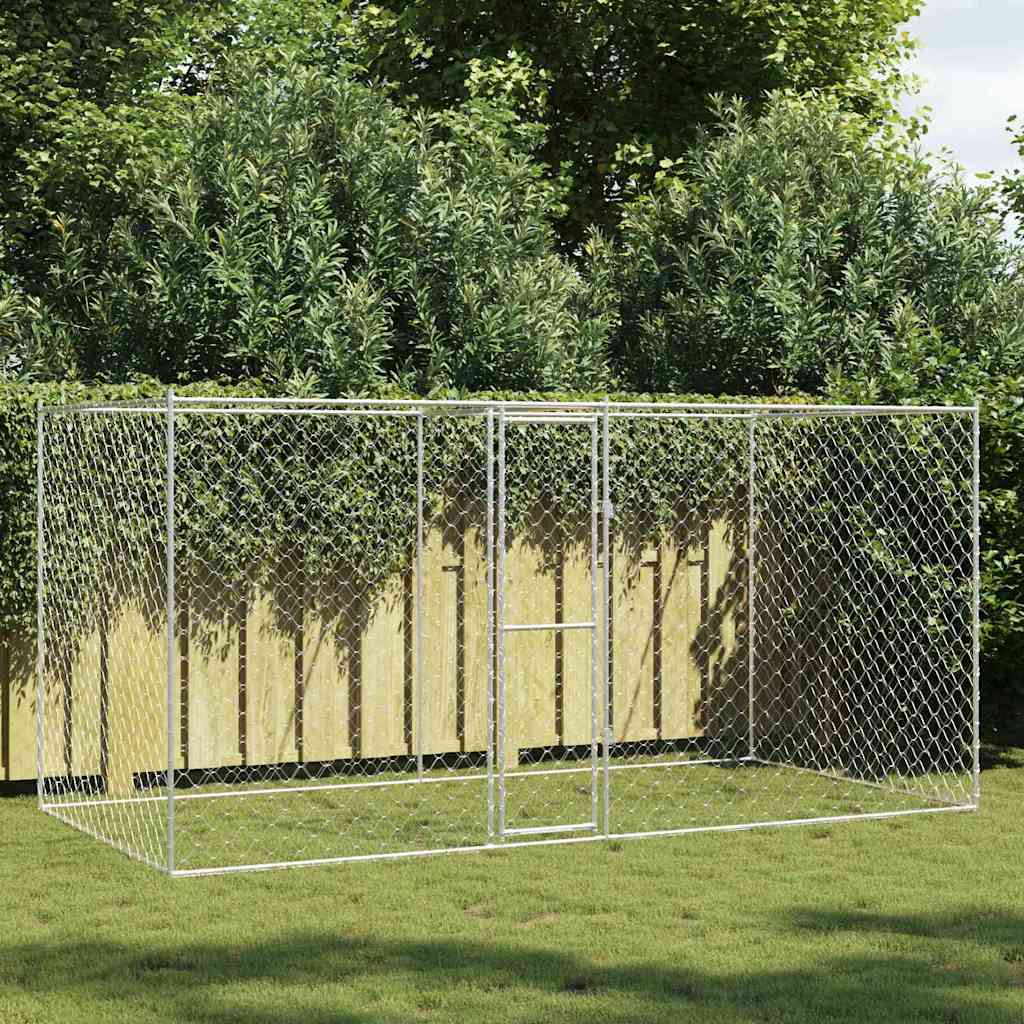 Hundezwinger mit Tür Grau 2x2x1,5 m Verzinkter Stahl