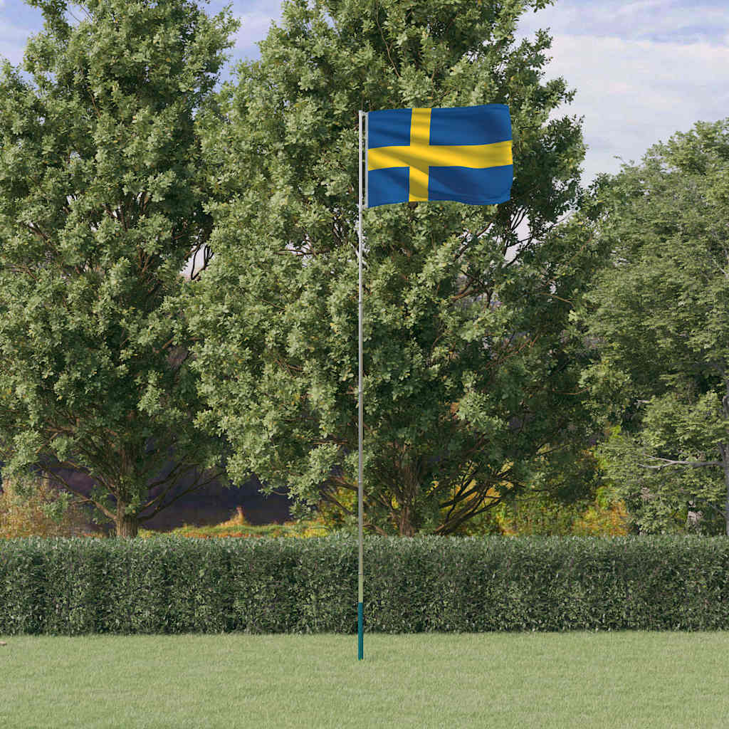 Fahnenmast Teilbar Silbern 6,08 m Aluminium