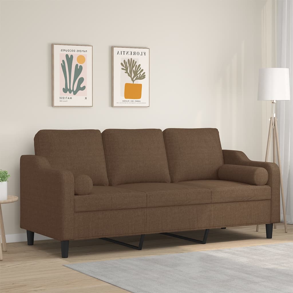 2-Sitzer-Sofa mit Zierkissen Braun 120 cm Stoff