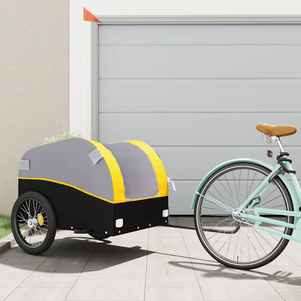 Fahrradanhänger Schwarz und Orange 30 kg Eisen