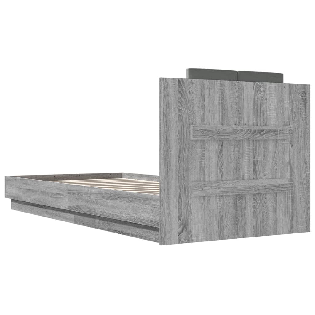 Bettgestell mit Kopfteil Grau Sonoma 180x200 cm Holzwerkstoff