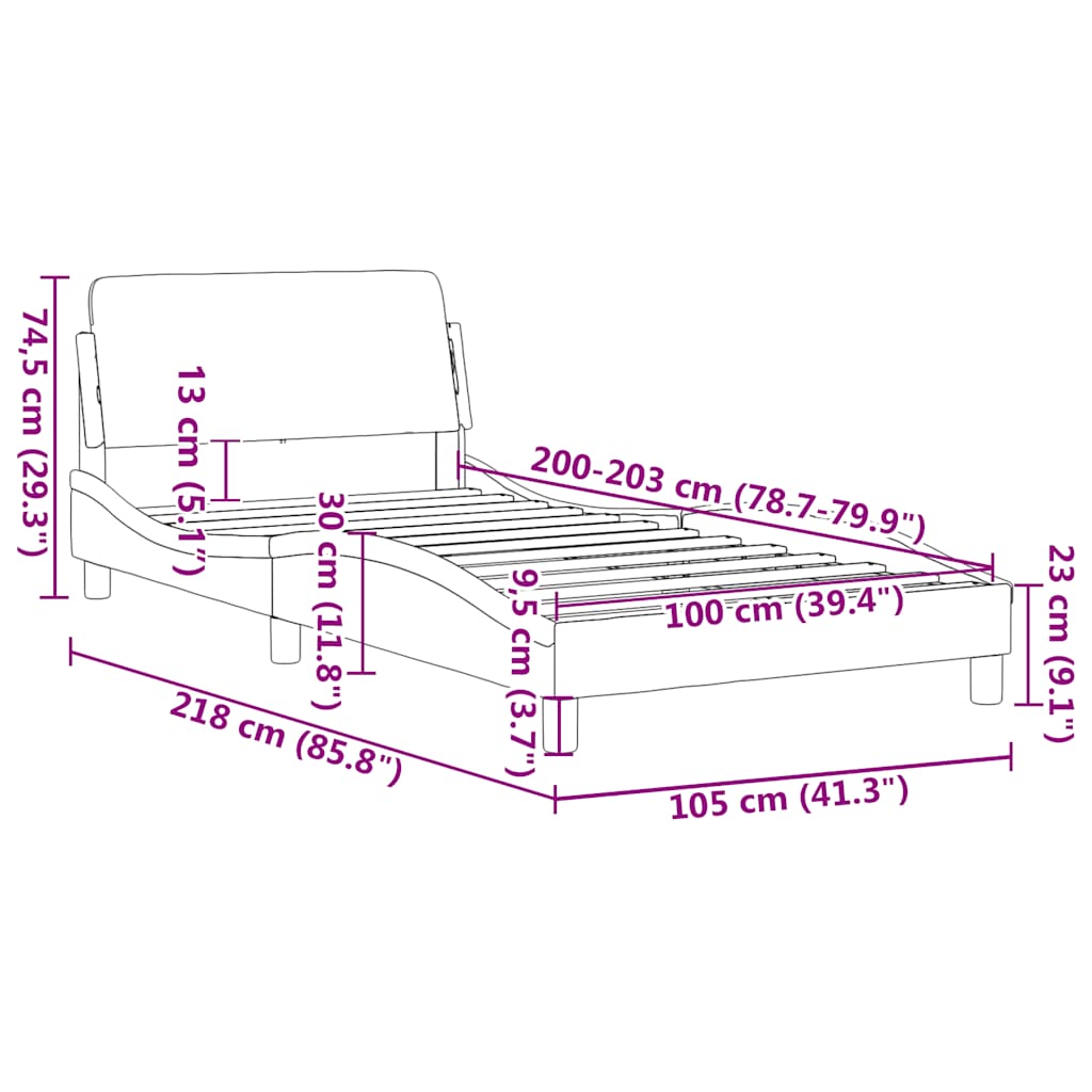 Bettgestell "Dover" Schwarz 100x190 cm Kunstleder