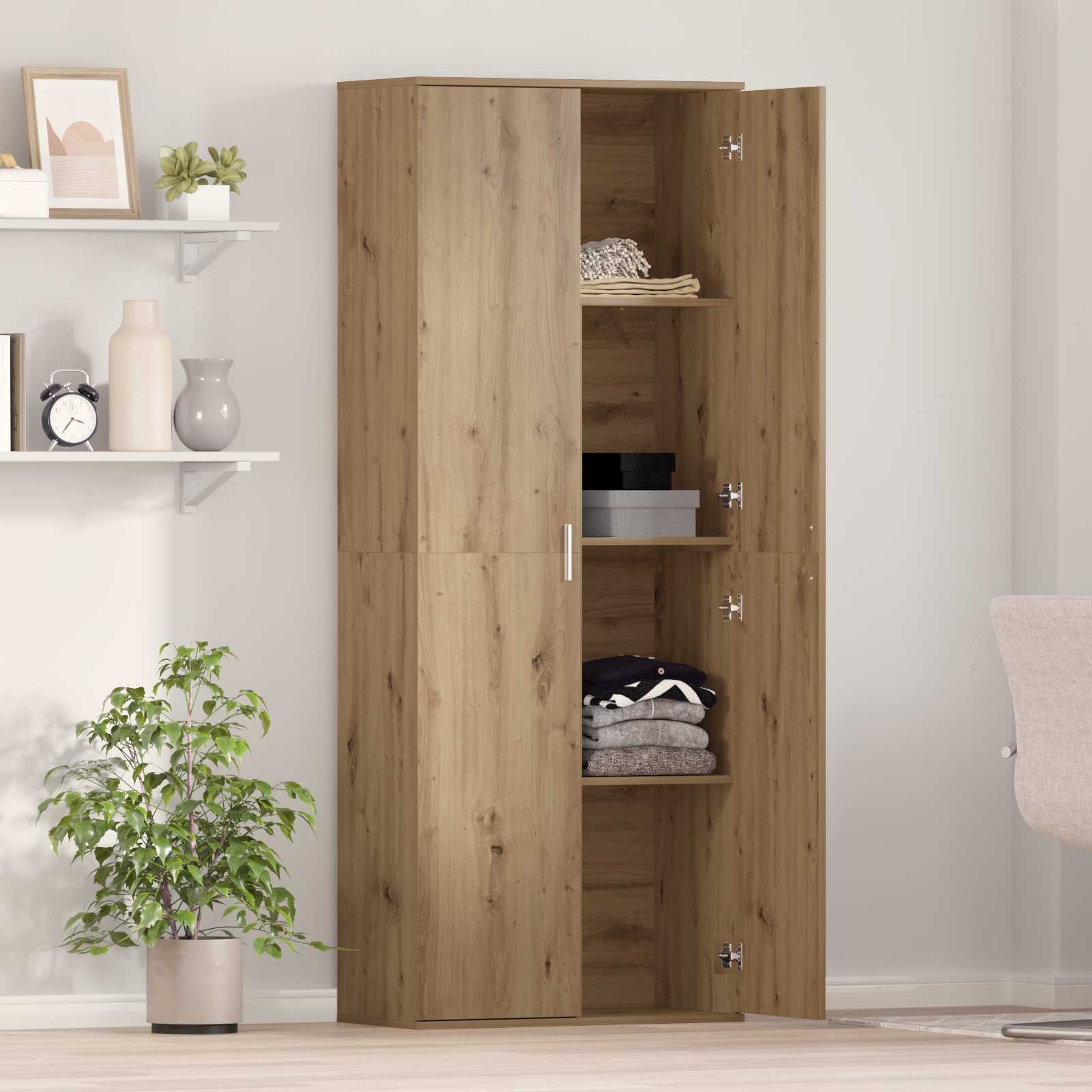 Highboard Weiß 70x35x180 cm Holzwerkstoff