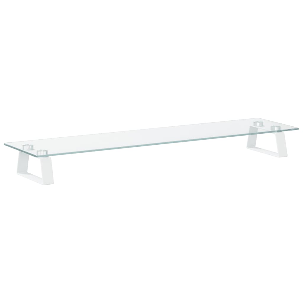 Monitorständer Weiß 60x20x8 cm Hartglas und Metall