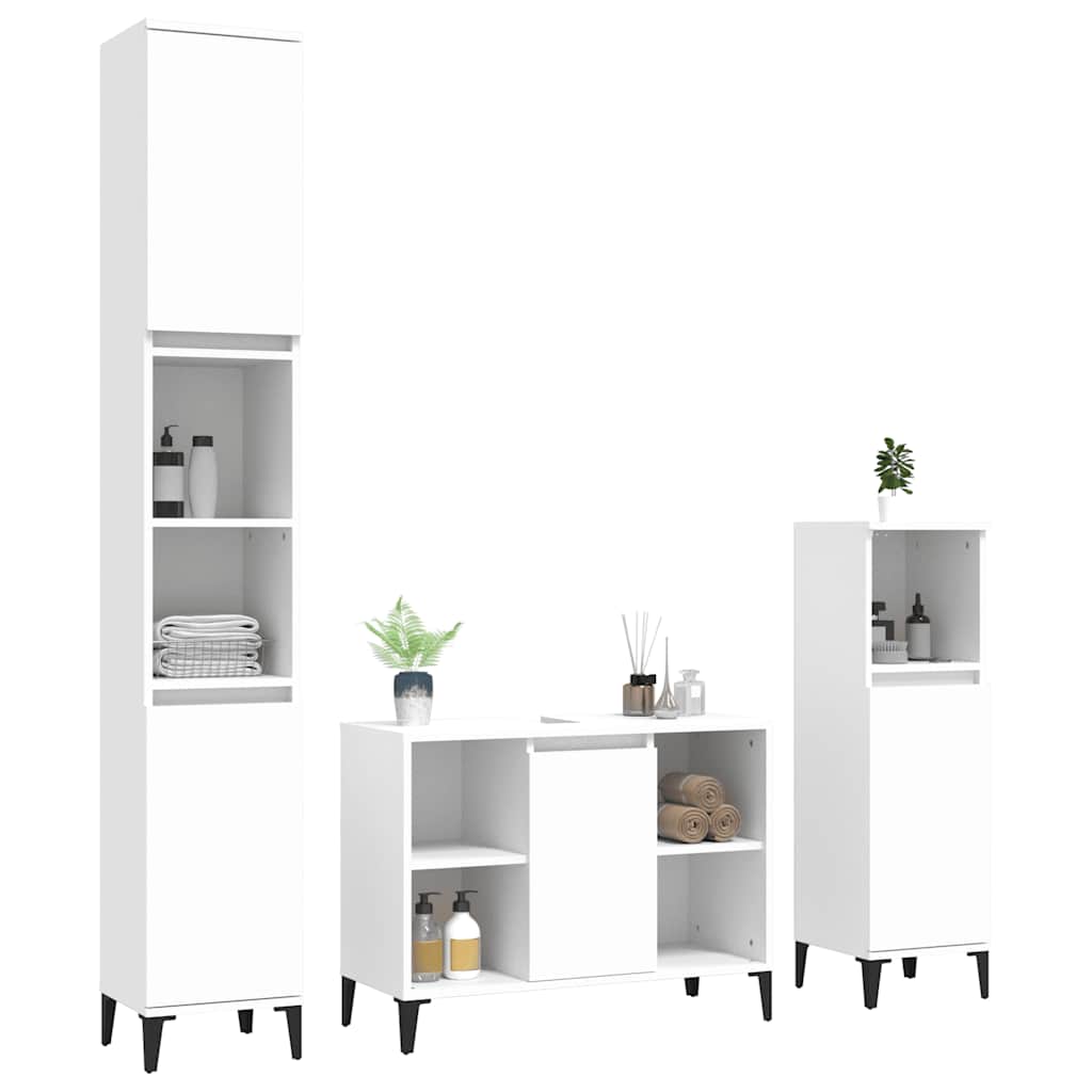 3-tlg. Badmöbel-Set Räuchereiche Holzwerkstoff