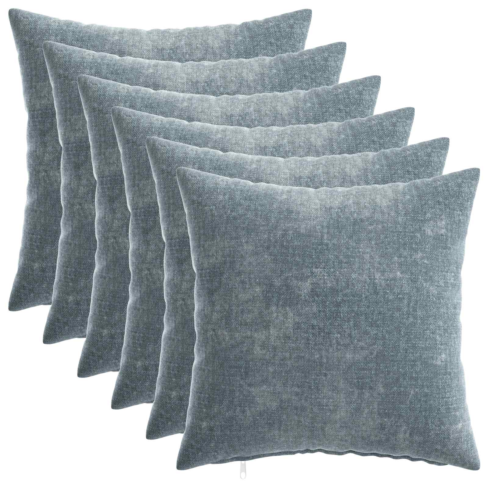 Kissenbezug 6 Stk. HEERLEN Dunkelgrau 30 x 30 cm Chenille-Stoff