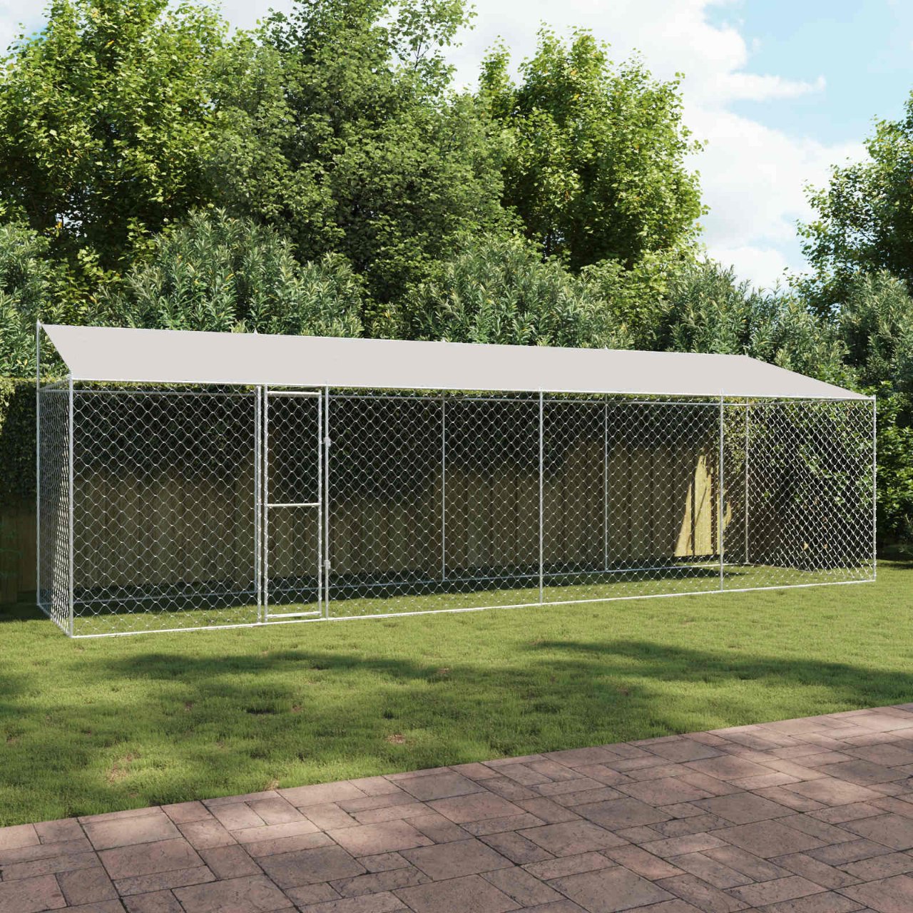 Hundezwinger mit Dach und Tür Grau 2x2x2 m Verzinkter Stahl