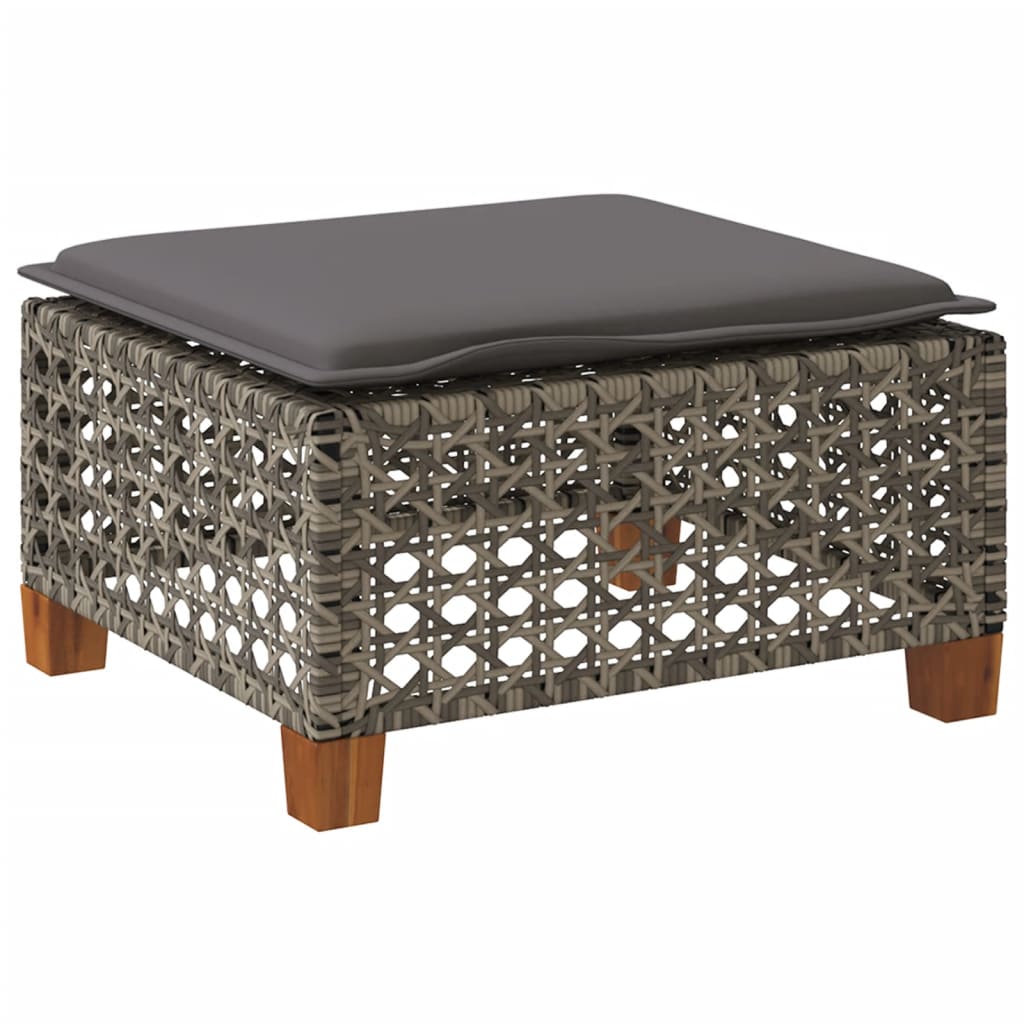 Gartenhocker mit Kissen Schwarz 63,5x56x32 cm Poly Rattan