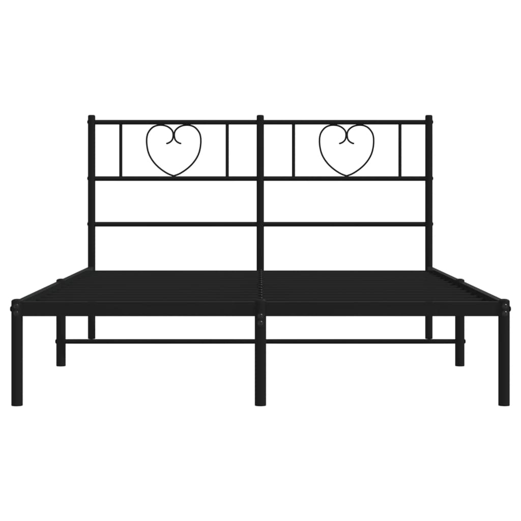Bettgestell mit Kopfteil Metall Schwarz 100x190 cm