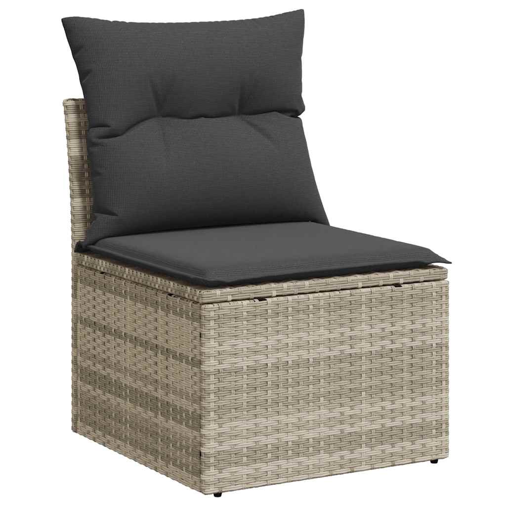 3-tlg. Garten-Sofagarnitur mit Kissen Schwarz Poly Rattan