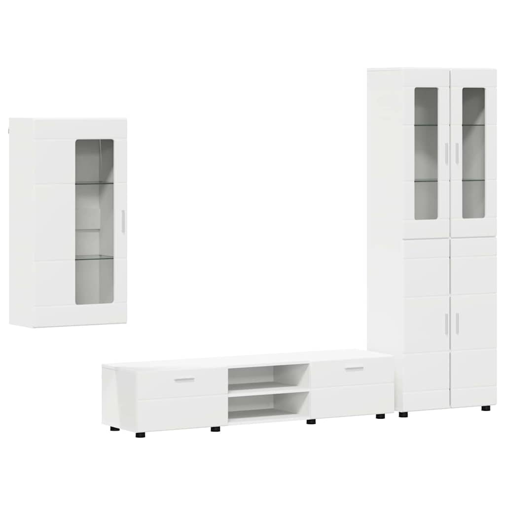 Highboard mit Regal FLORIN Weiß 60 x 35 x 182 cm Holzwerkstoff