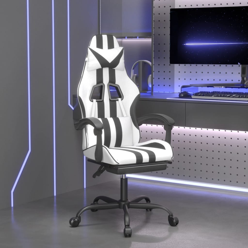Gaming-Stuhl Drehbar Schwarz und Blau Kunstleder