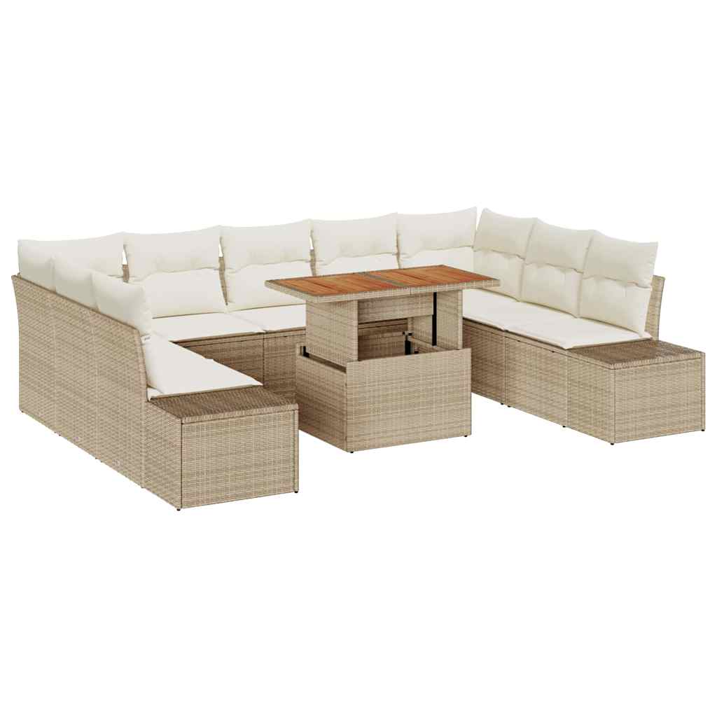 Garten Essgruppe mit Kissen 10 pcs Schwarz und Creme