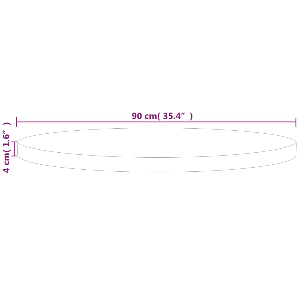 Runde Tischplatte Ø30x1,5 cm Unbehandeltes Massivholz Eiche
