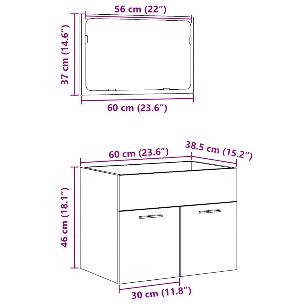 2-tlg. Badmöbel-Set Weiß Holzwerkstoff