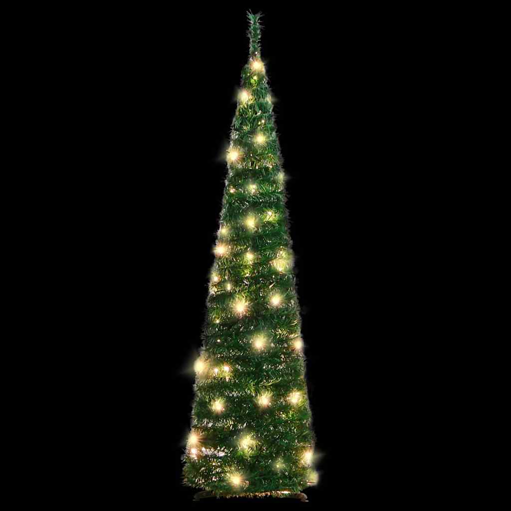 Künstlicher Pop-Up-Weihnachtsbaum mit Beleuchtung Grün 150 cm