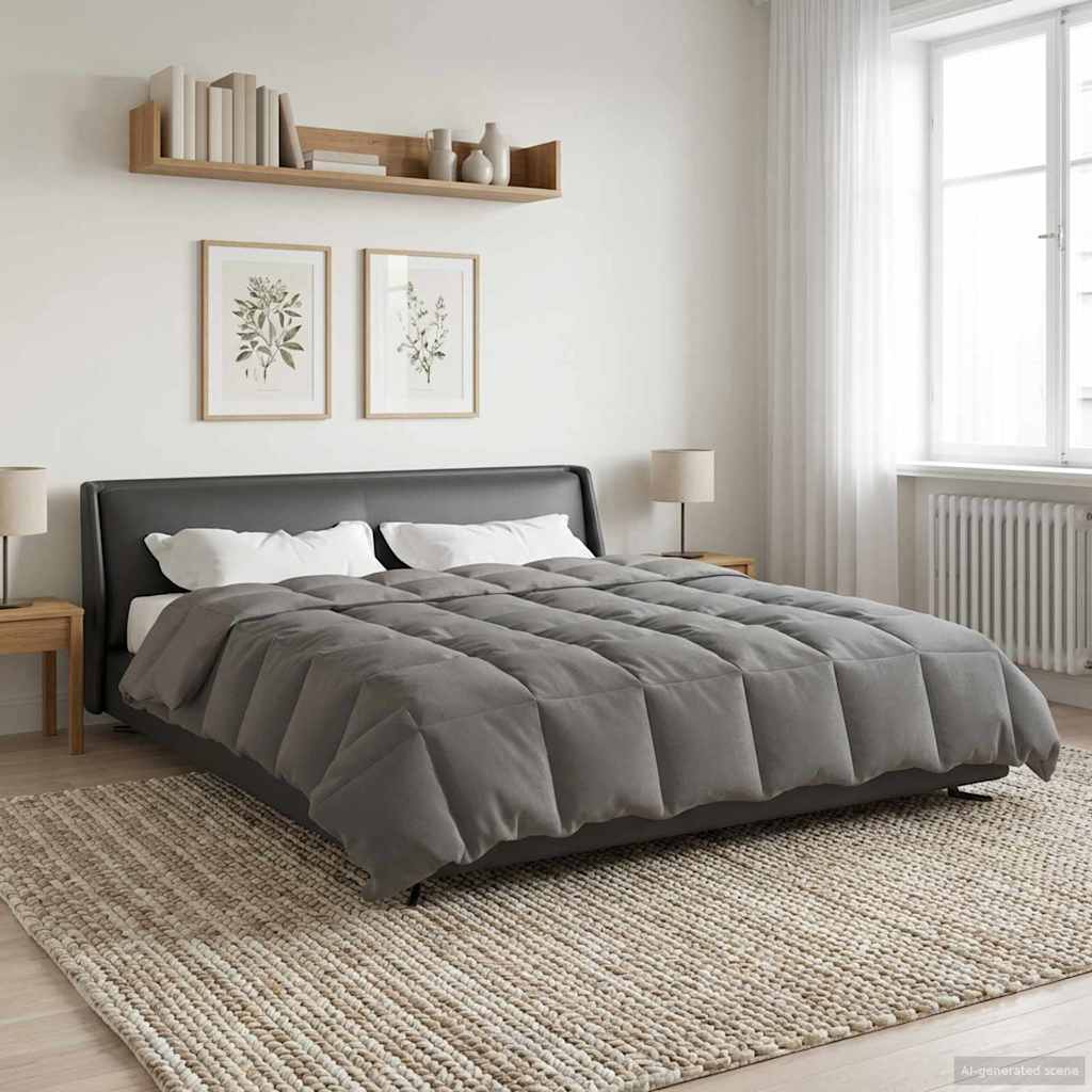 Winterbettdecke Gepolstert Anthrazit 240 x 260 cm Mikrofaser