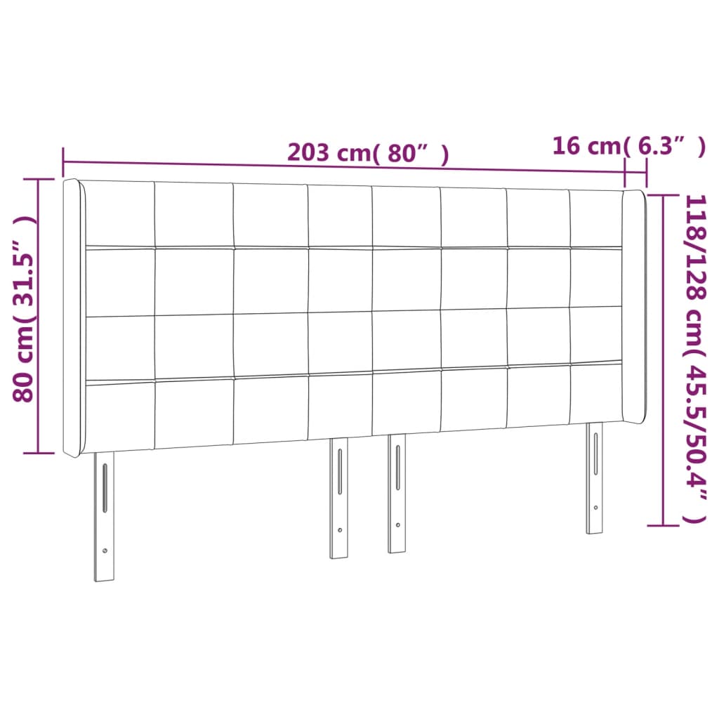 Kopfteil mit Ohren Dunkelblau 93x16x78/88 cm Samt