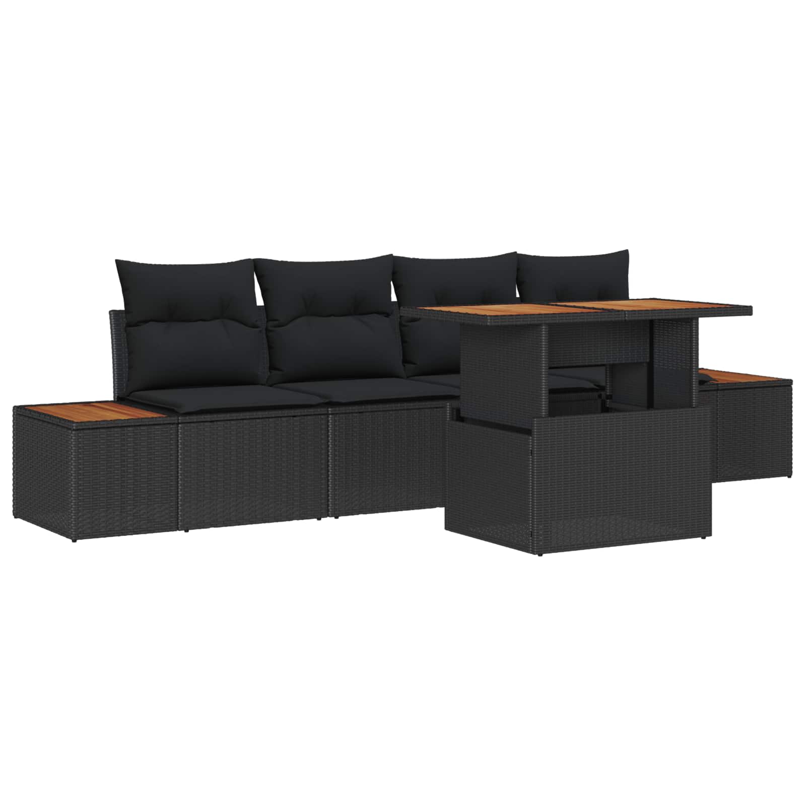 Garten Essgruppe mit Kissen 5 pcs Schwarz und Beige