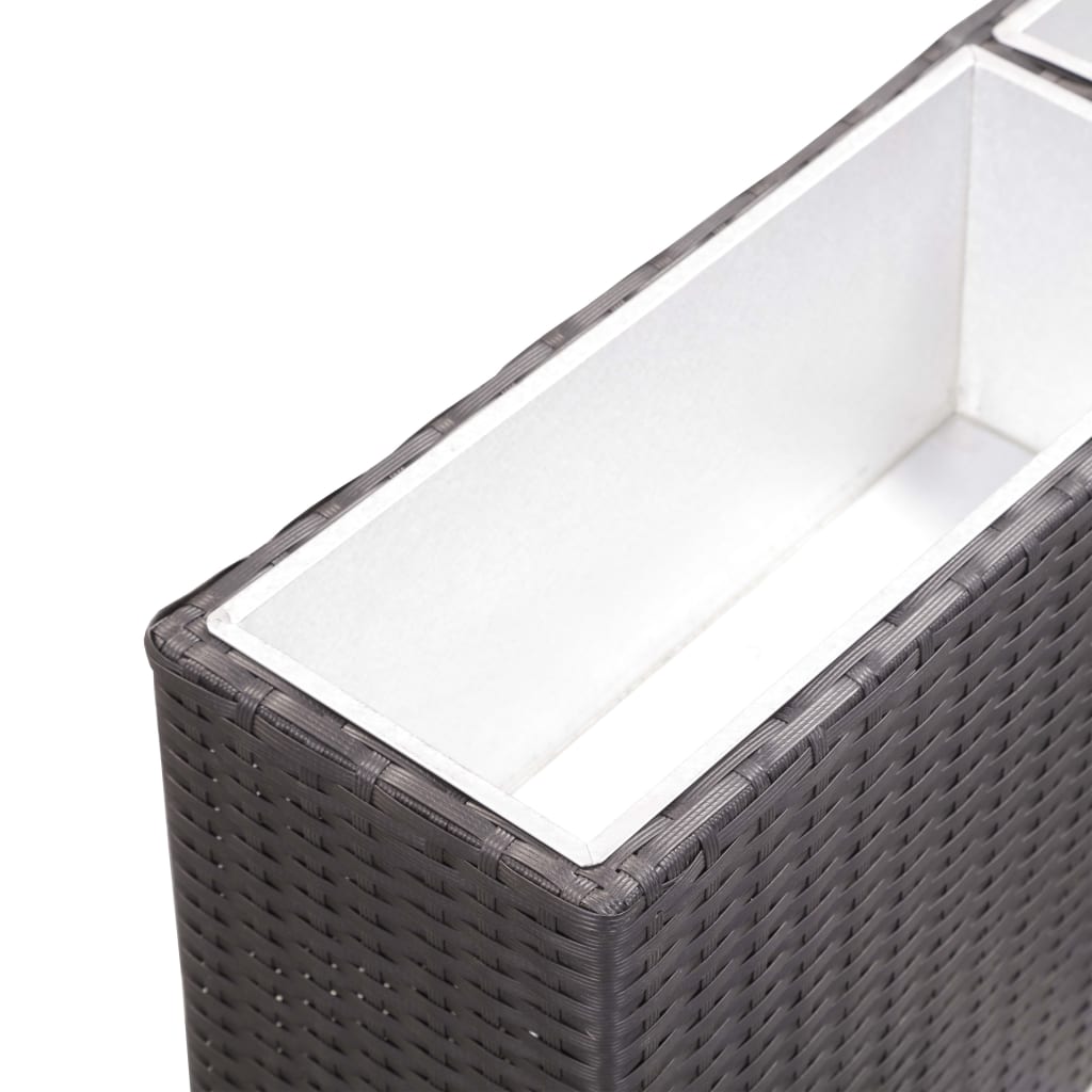 Garten-Hochbeet mit 2 Töpfen 90x20x40cm Poly Rattan Schwarz