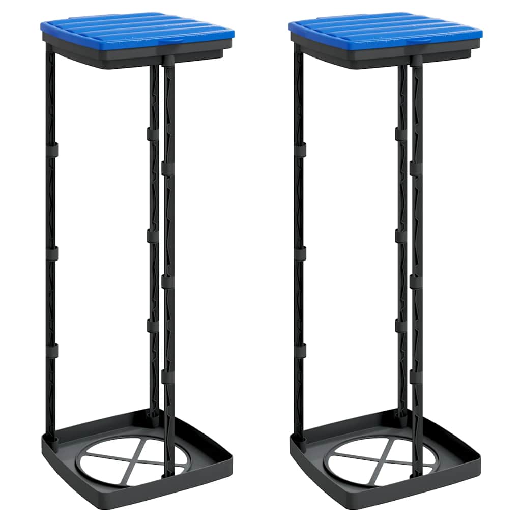 Müllsackständer 2 Stk. Schwarz und Blau 60 L PP