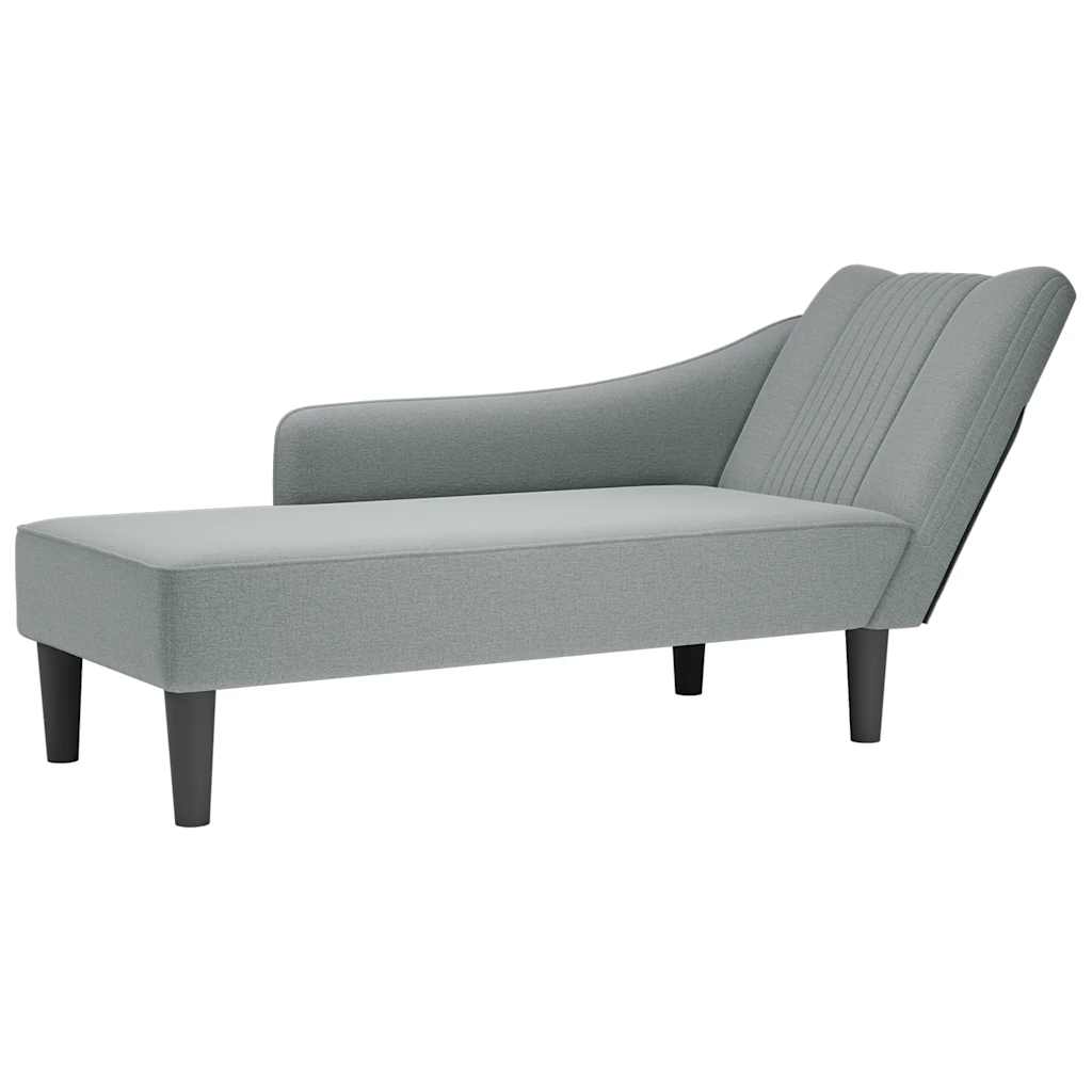 Chaiselongue mit Rechter Armlehne Hellgrau Stoff