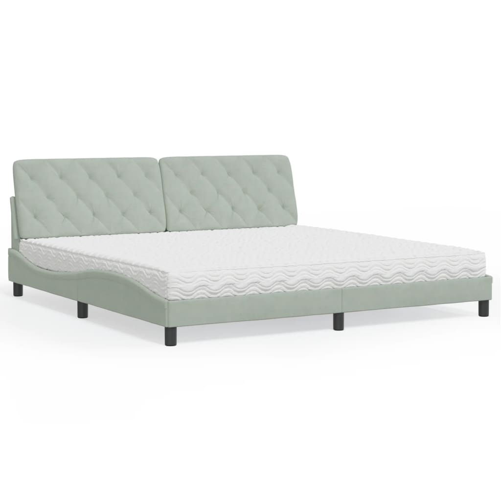 Bett mit Matratze Hellgrau 80x200 cm Samt