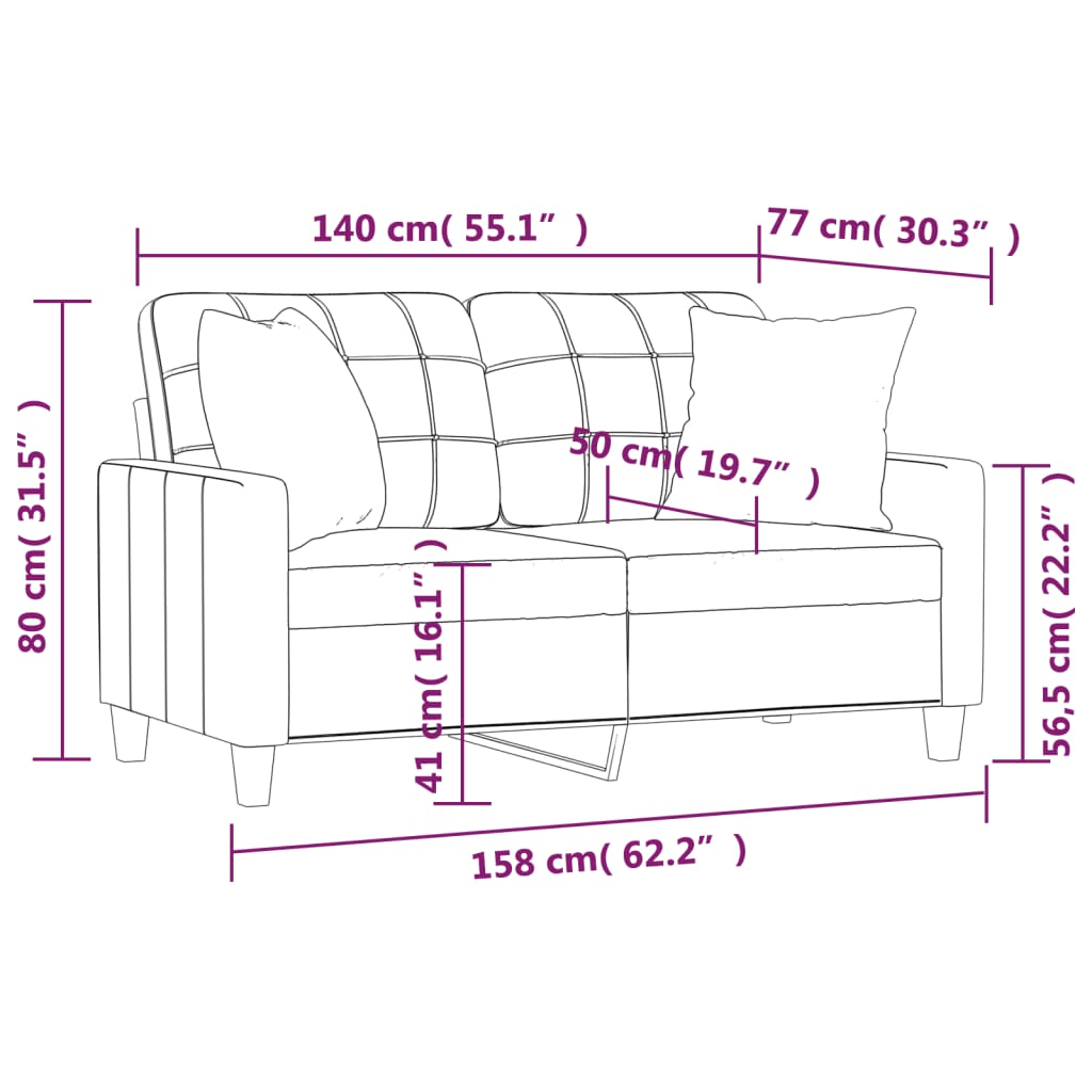 3-Sitzer-Sofa mit Zierkissen Schwarz 180 cm Kunstleder
