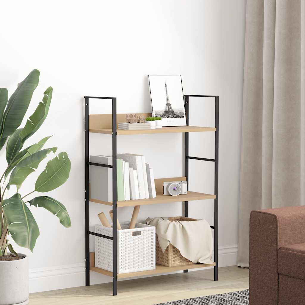 Bücherregal 3 Regalböden Schwarz 60×27,6×90,5 cm Holzwerkstoff