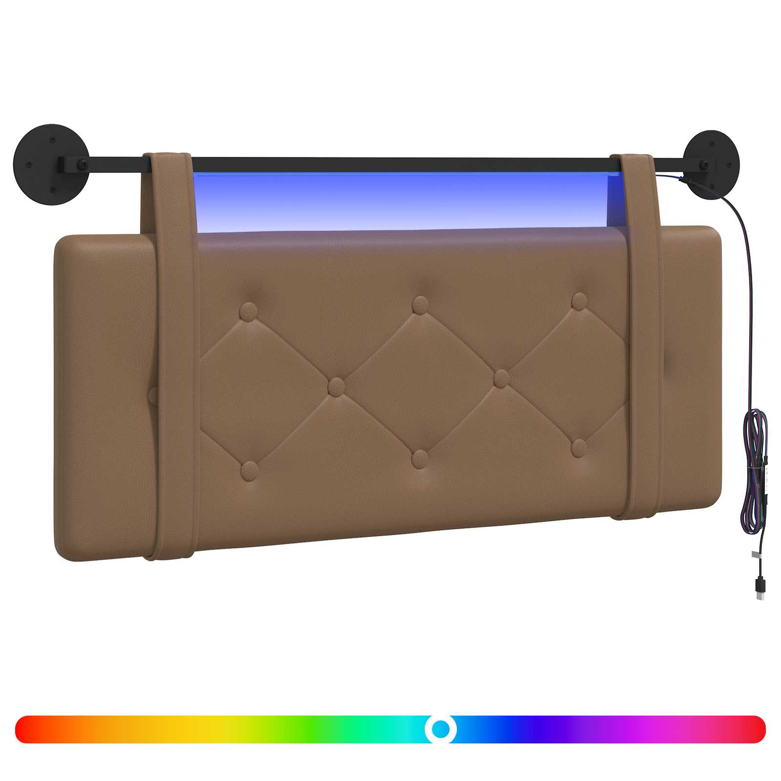 Hängendes Kopfteil Mit LED Licht Creme Kunstleder