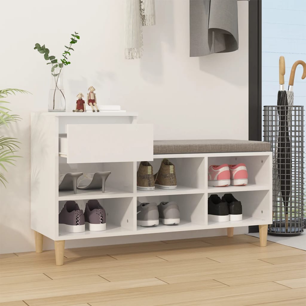 Schuhregal Weiß 102x36x60 cm Holzwerkstoff