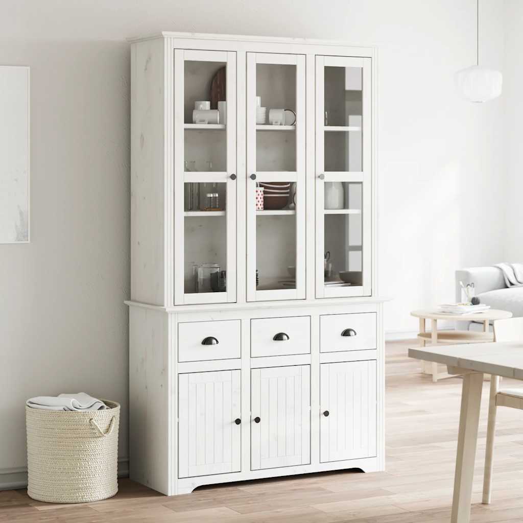 Highboard BODO Grau 115,5x43x200,5 cm Massivholz Kiefer