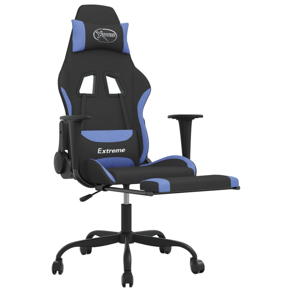 Gaming-Stuhl mit Massagefunktion Schwarz und Creme Stoff