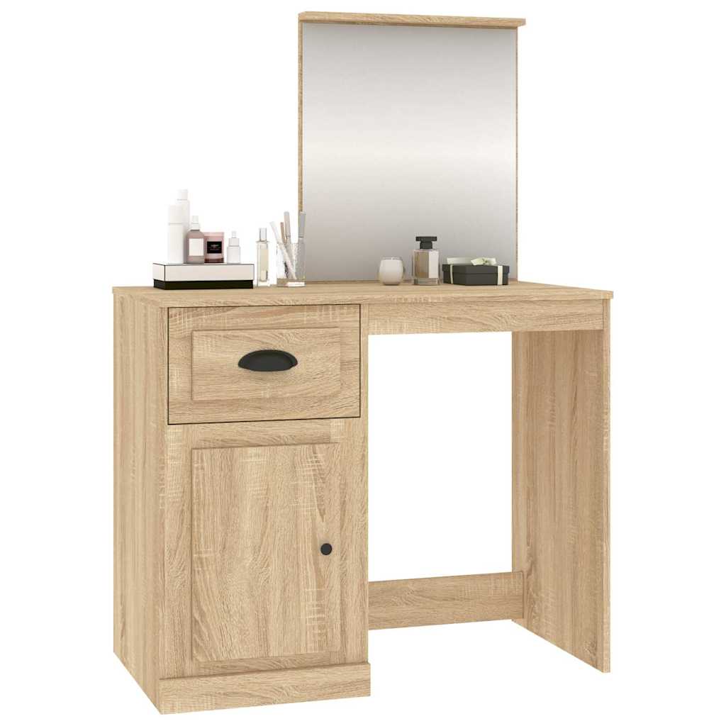 Schminktisch mit Spiegel Weiß 90x50x132,5 cm Holzwerkstoff