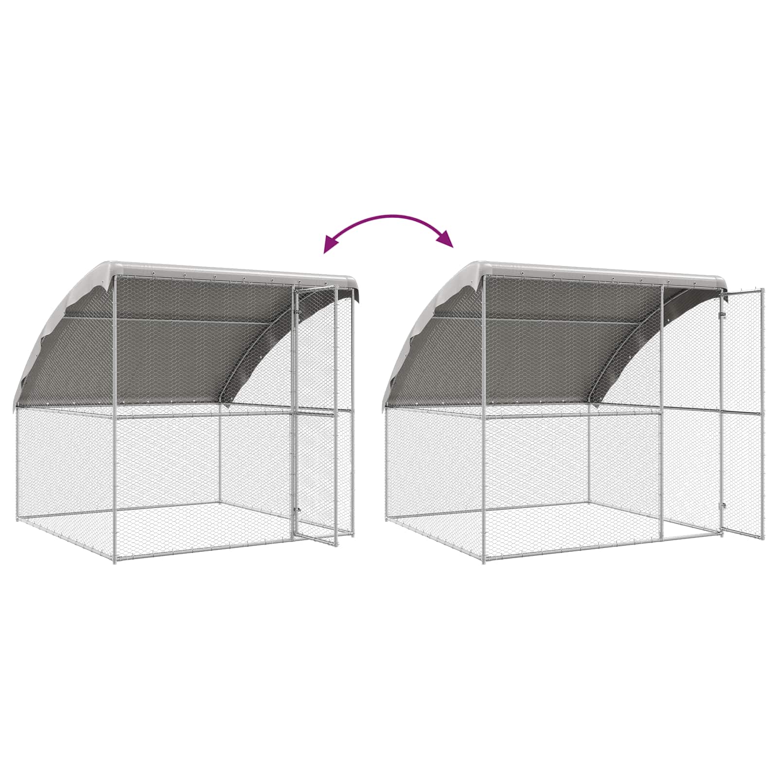 Hühnerkäfig 2 pcs Silber 400 x 200 x 200 cm Stahl und PE