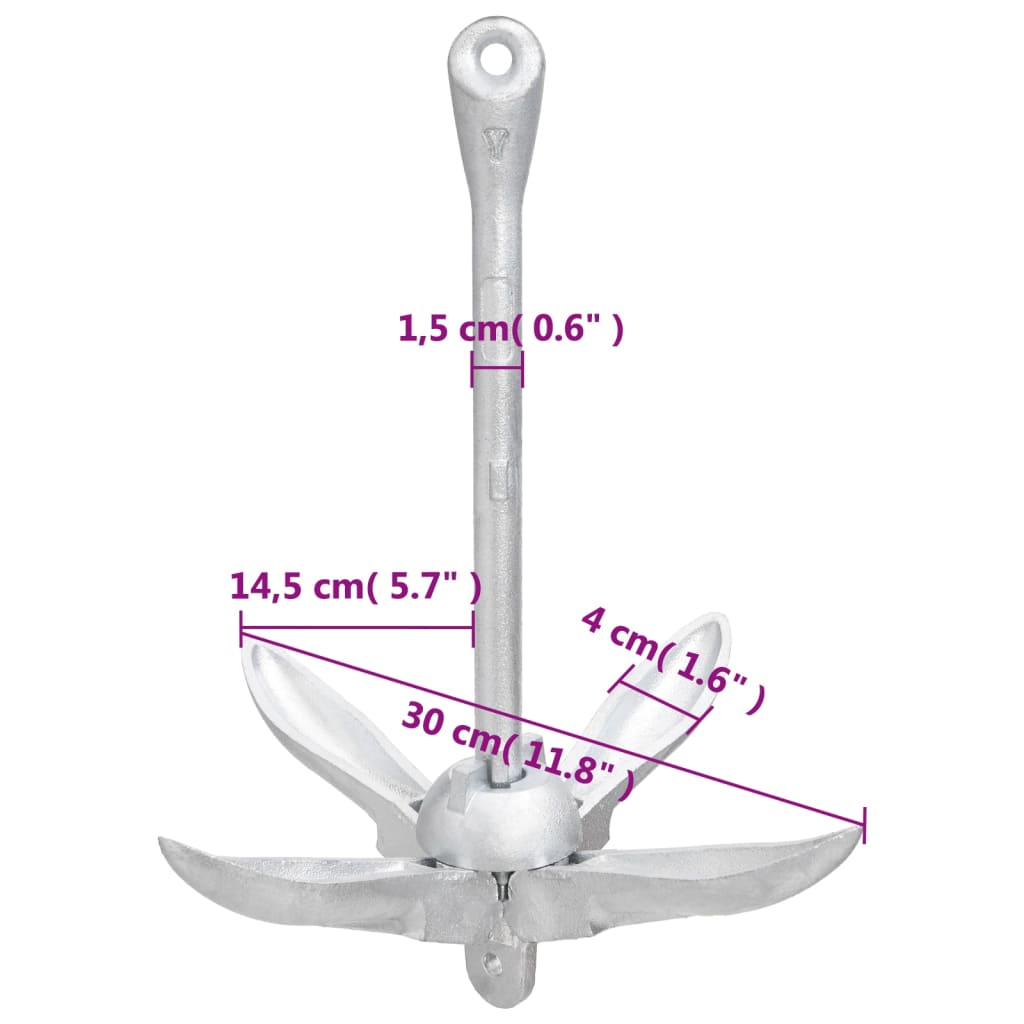 Klappanker Silber 0,7 kg Feuerverzinktes Gusseisen