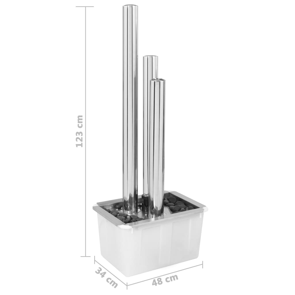 Gartenbrunnen Silbern 48x34x88 cm Edelstahl