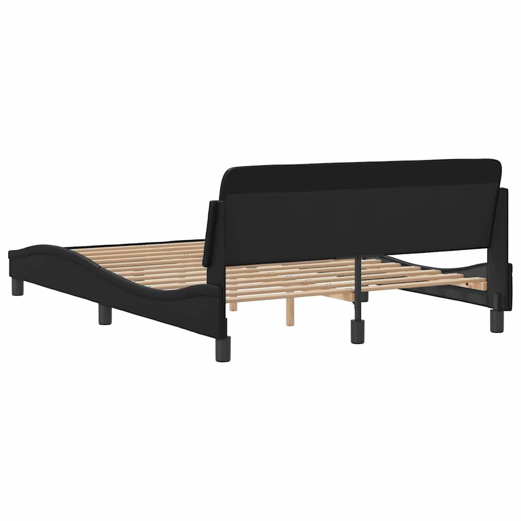 Bettgestell Dover Schwarz-Weiß 90x190 cm Kunstleder
