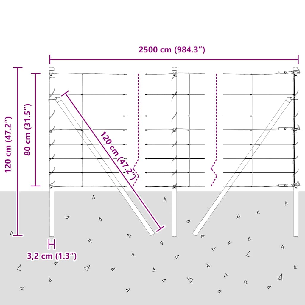 Ground Fix Geschweißter Drahtzaun 25 x 0,8 m Silber Netz