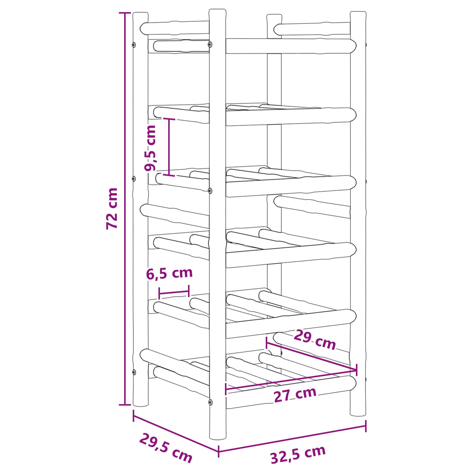 Weinregal Natur 32,5 x 29,5 x 36 cm Bambus