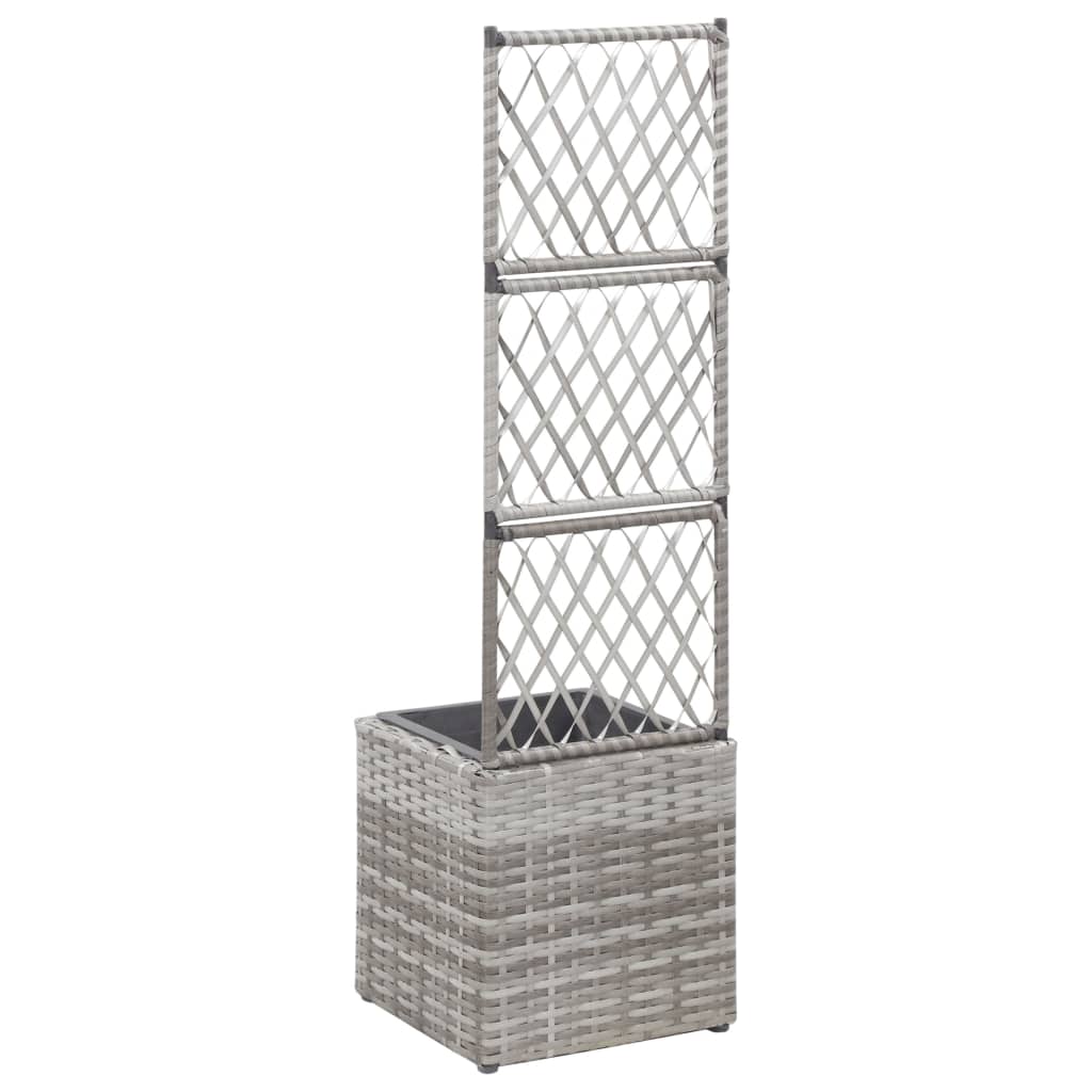 Hochbeet mit Rankgitter 1 Topf 30x30x107cm Poly Rattan Schwarz